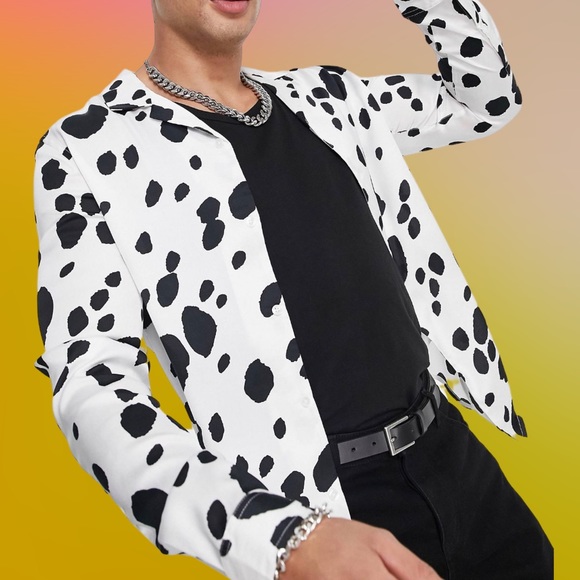 ASOS Other - NWOT 🎱 MENS ASOS DESIGN revere satin shirt in mono animal print. MEDIUM